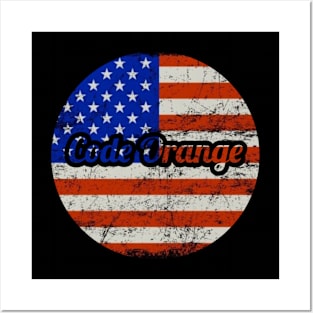 Code Orange / USA Flag Vintage Style Posters and Art